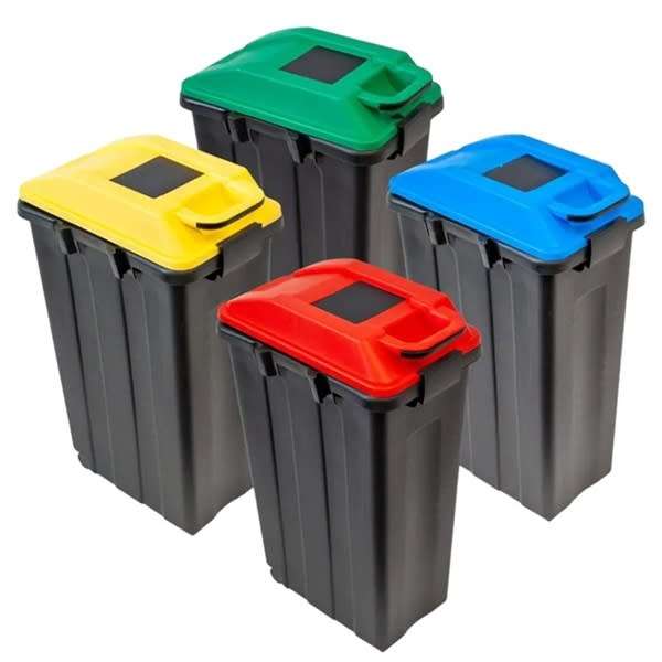 Bins 25 Litre Slimline Coloured Lid Waste Utility Plastic